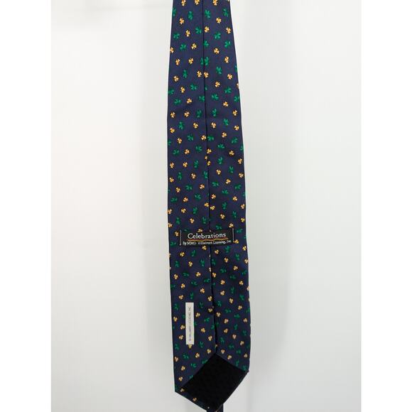 100% Silk Blue, Gold, & Green Clover St. Paddy's Day Neck Tie Made in USA - Picture 3 of 5